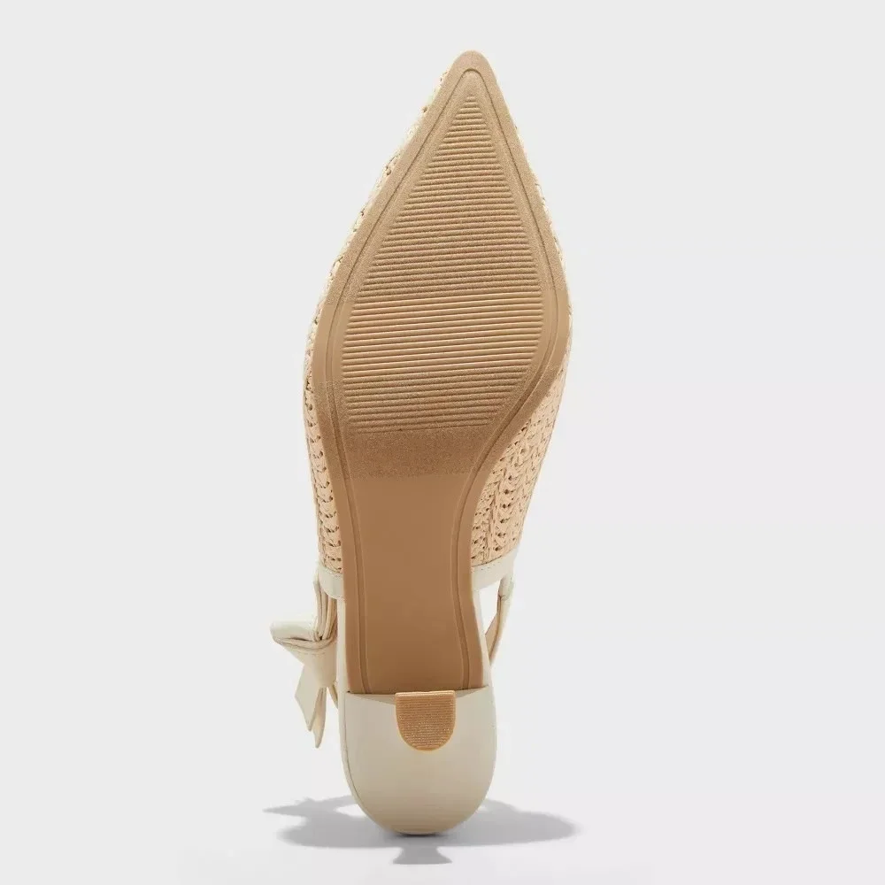 Women's Milan Raffia Slingback Heels – A New Day Beige Size 6 – New With Tags